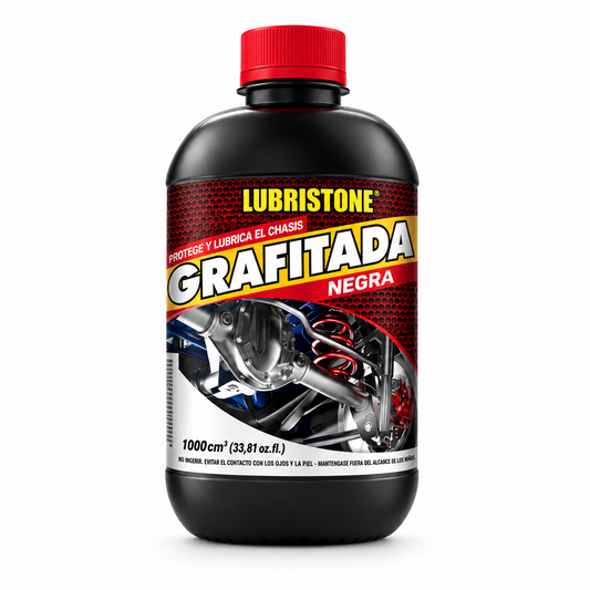 Ducha Grafitada Lubristone, presentación negra, envase de 1 litro.