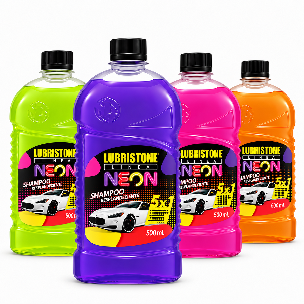 Shampoo Neón Lubristone: cuatro colores de 500 ml. Se vende una unidad en color aleatorio.