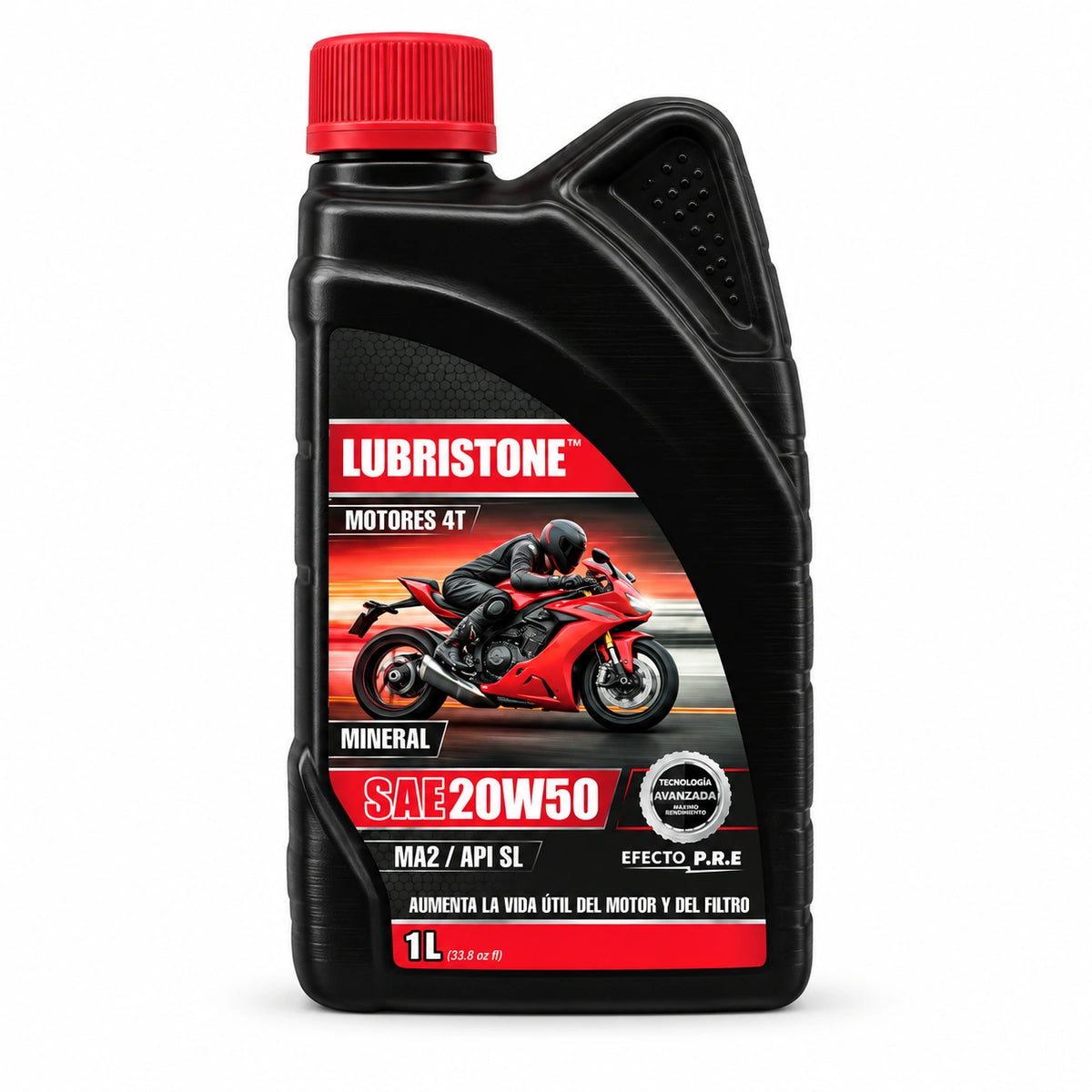 Aceite Moto Mineral SAE 20W50 Lubristone, envase de 1 litro.