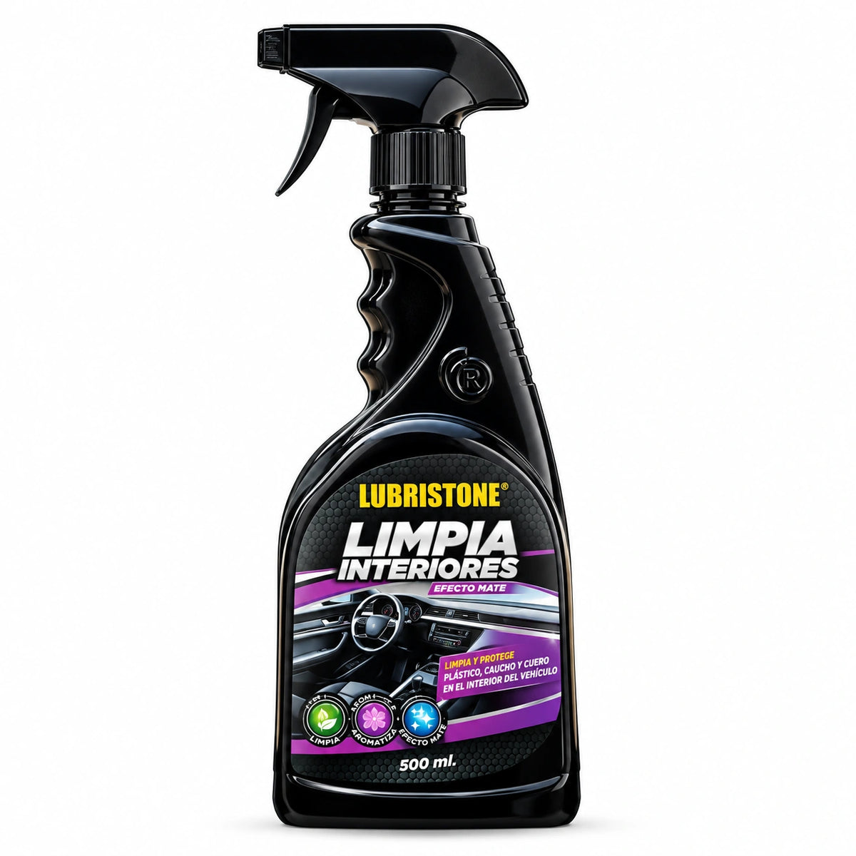 Limpia Interiores Lubristone, envase de 500 ml con spray.