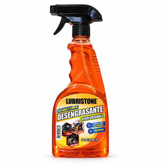 Desengrasante Multiusos Naranja Lubristone, envase de 500 ml con spray.
