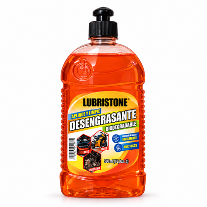 Desengrasante Multiusos Naranja Lubristone, envase de 500 ml con tapa push.