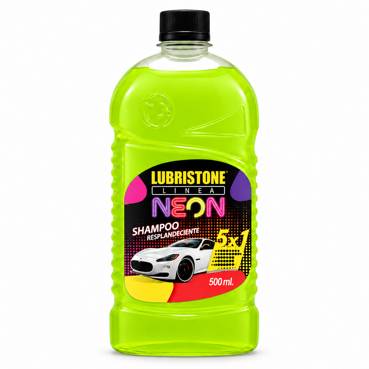Shampoo Neón Lubristone de 500 ml, color amarillo neón ilustrativo; envío de una unidad en color aleatorio.
